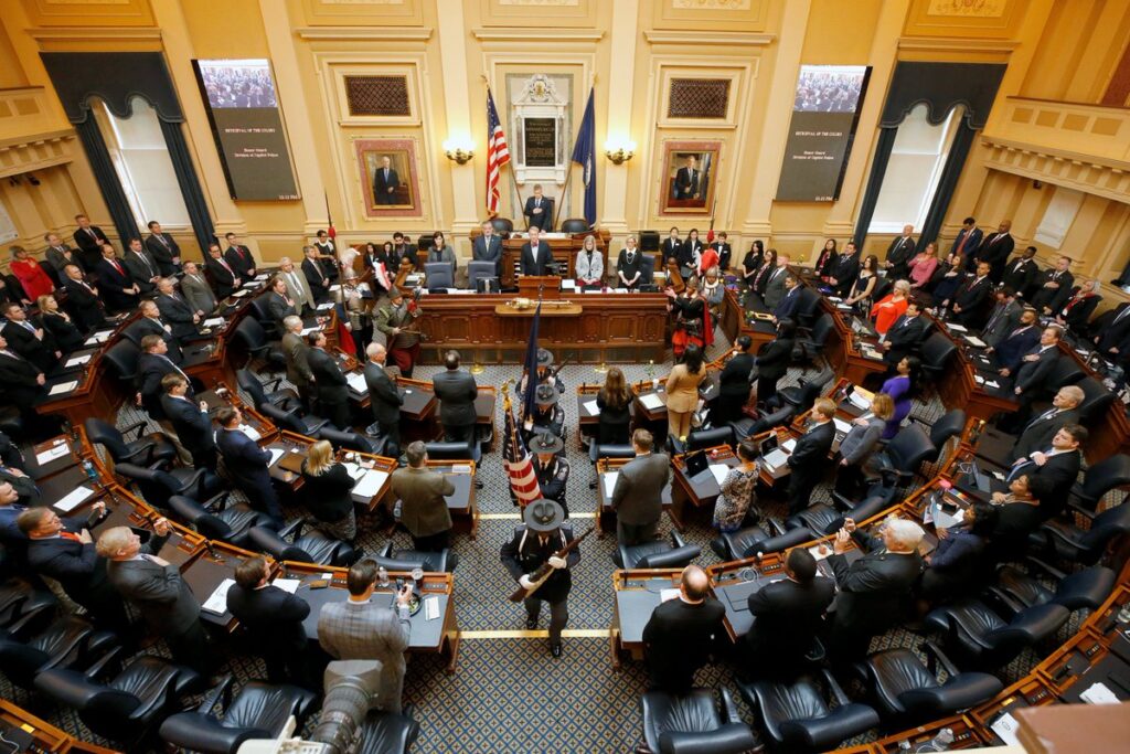 Picture of the Virginia House of Delegates Chamber at the start of the 400th Session