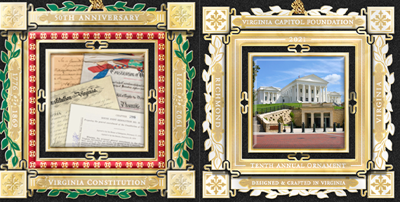 The Tenth Annual Ornament- The Virginia (Front - left and Back- right)
