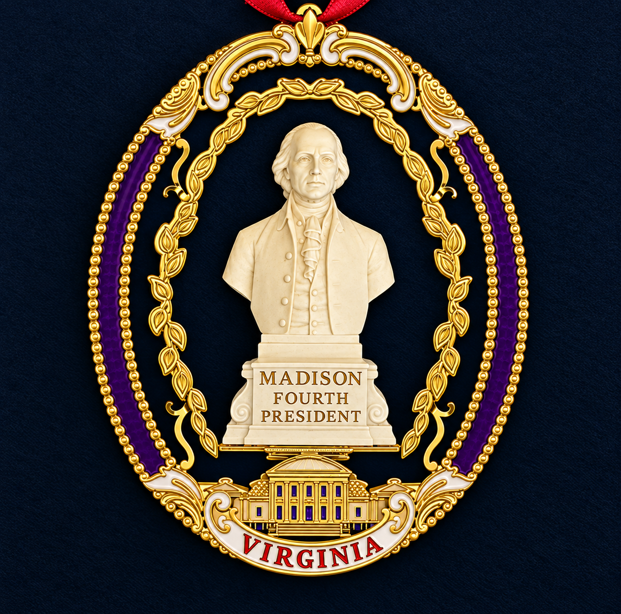 The 2026 Virginia Capitol Ornament- The Bust of James Madison